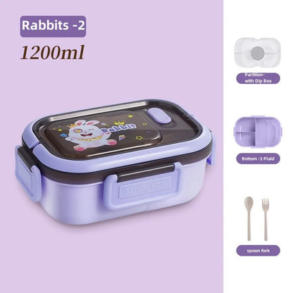 1200ML Double Layer Lunch Box Portable Compartment Salah Fruit Food Box Microwave Lunch Fork and Spoon Picnic Fresh Box