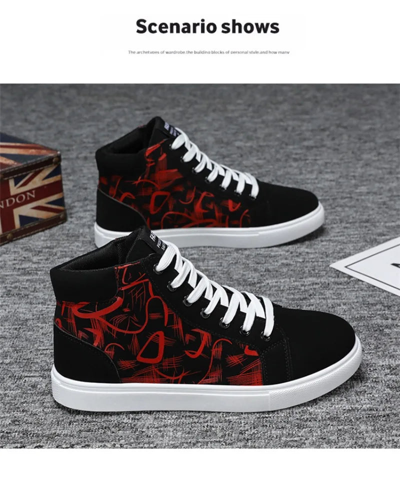 Men's Sneakers Fashion High Top Canvas Shoes Autumn New Casual Shoes for Men Lace Up Platform Vulcanized Shoes Big Size48 Tenis