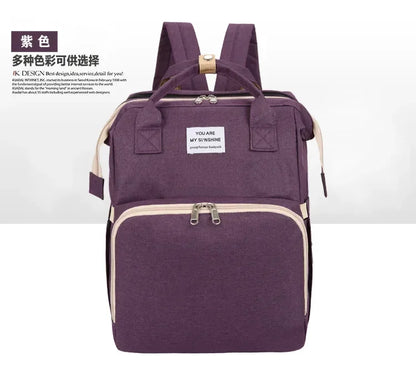 Folding Mommy Bag Multipurpose Portable Folding Crib Bed Large-capacity Baby Backpack Female Mommy Outting Bag Diaper Bags