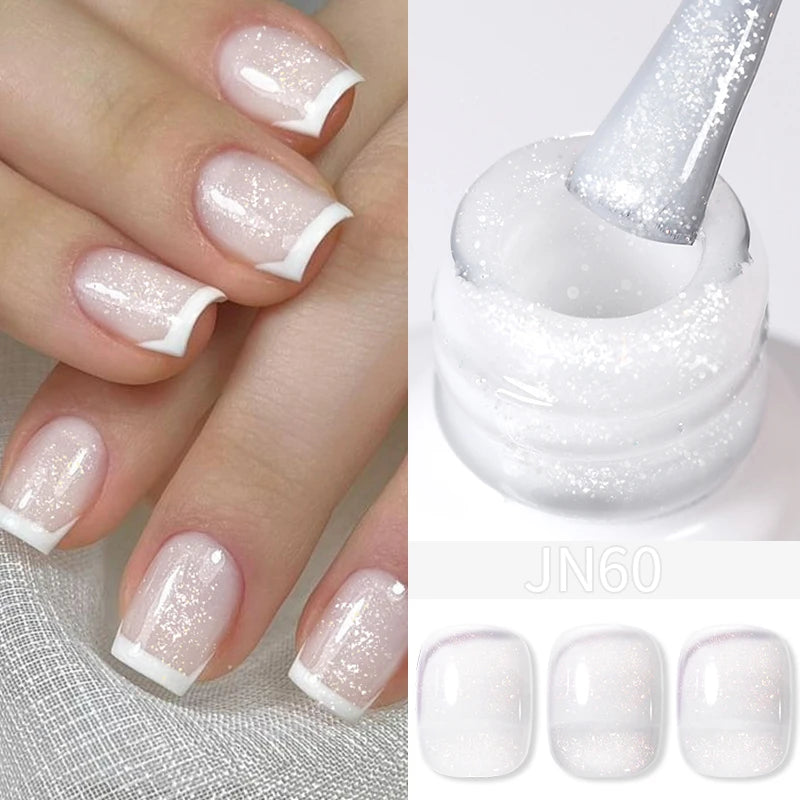 BORN PRETTY 10ml Wine Red Glitter Jelly Nude Gel Nail Polish Soak Off Translucent Color UV Light Cure for Nail Art DIY at Home
