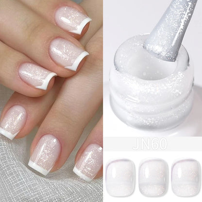 BORN PRETTY 10ml Wine Red Glitter Jelly Nude Gel Nail Polish Soak Off Translucent Color UV Light Cure for Nail Art DIY at Home
