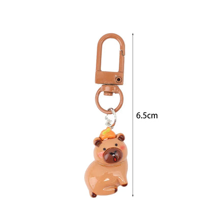 DIY Resin Cartoon Capybara Key Chains 1/10Pcs Funny Charms Glossy Flatback Animals Earrings Keyrings Jewelry Making Accessories