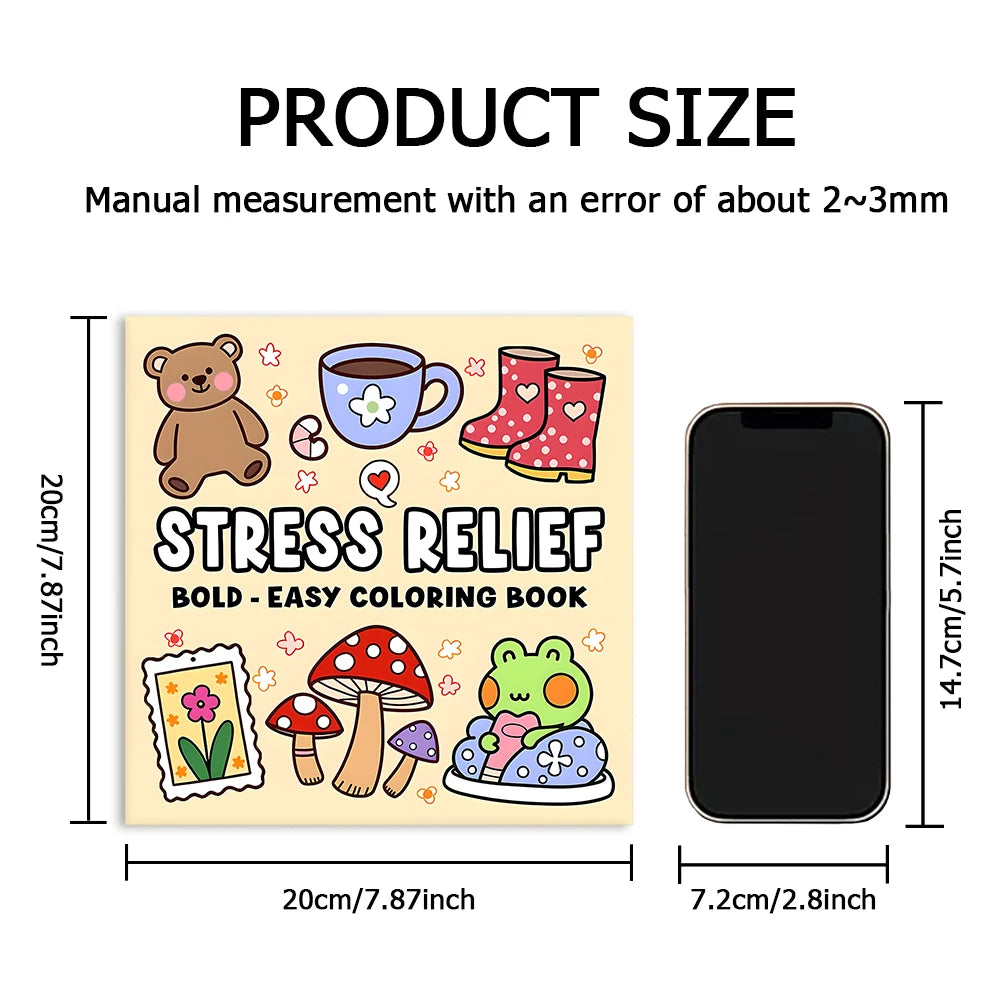 STRESS RELIEF bold-easy Coloring Book for Adults Cute Drawing Book Perfect Gift for Party and Birthday