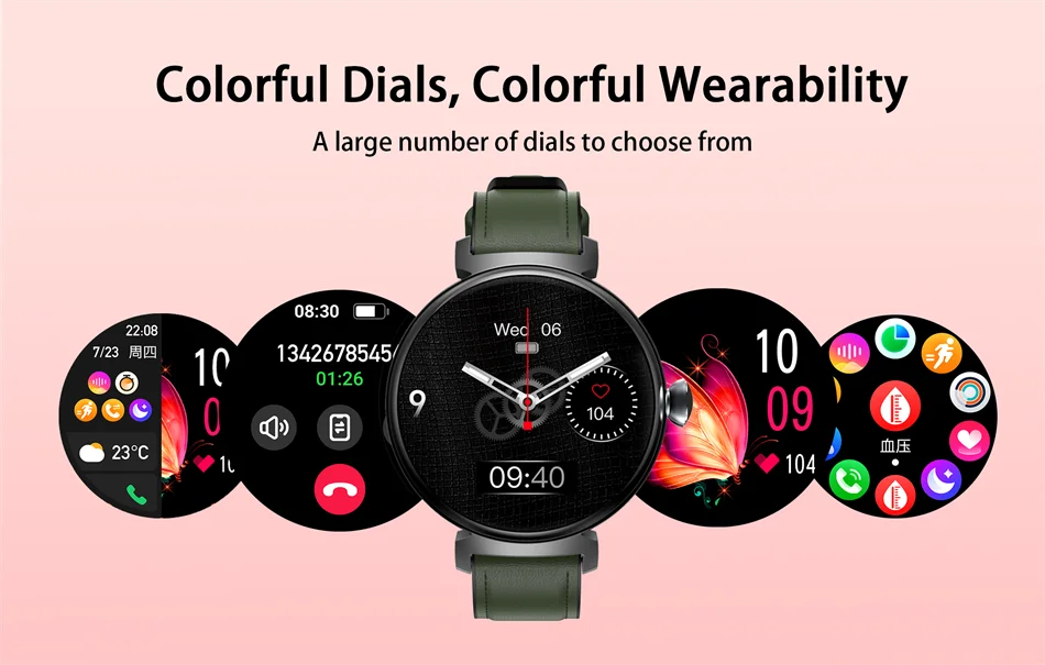 AMOLED Bluetooth Call Smart Watch Screen Always Display 1.04 inch Fashion Ladies Smartwatch Metal Body Small Screen Watch
