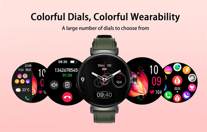Bluetooth Call Smart Watch Screen Always Display 1.04 inch AMOLED Screen Fashion Ladies Smartwatch Metal Body Small Screen Watch