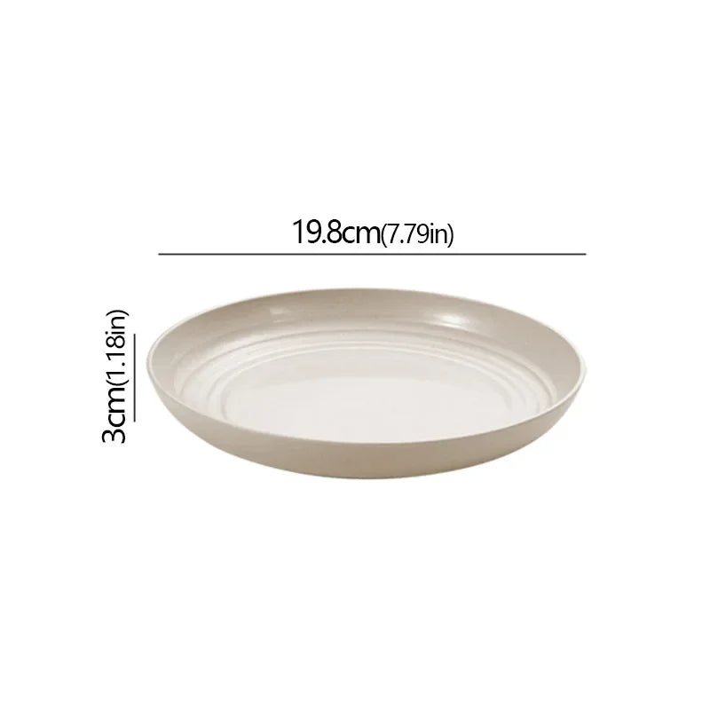 Wheat Straw Solid Color Round Plates Salad Dessert Dinner Reusable Microwave Safe Anti Fall And Shatter Plates Fruit Plate