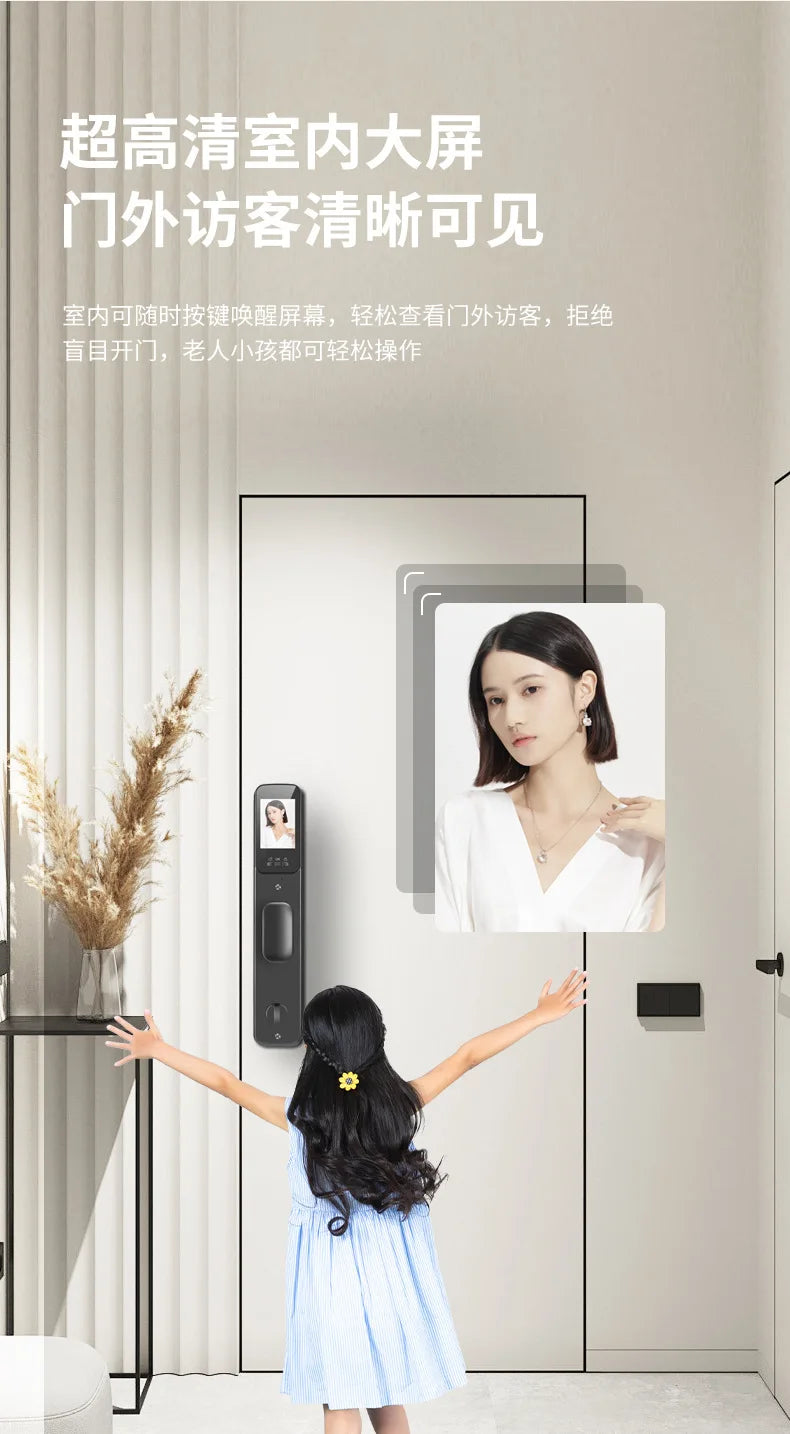 Facial Recognition Fingerprint Lock Home Anti-theft Door Visual Password Electronic Smart Door Lock Graffiti