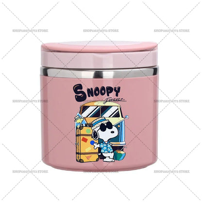 630ml Snoopys Food Thermal Jar Insulated Soup Cup Stainless Steel Vacuum Lunch Box with Handle Portable Sealed Bento Boxes Gift
