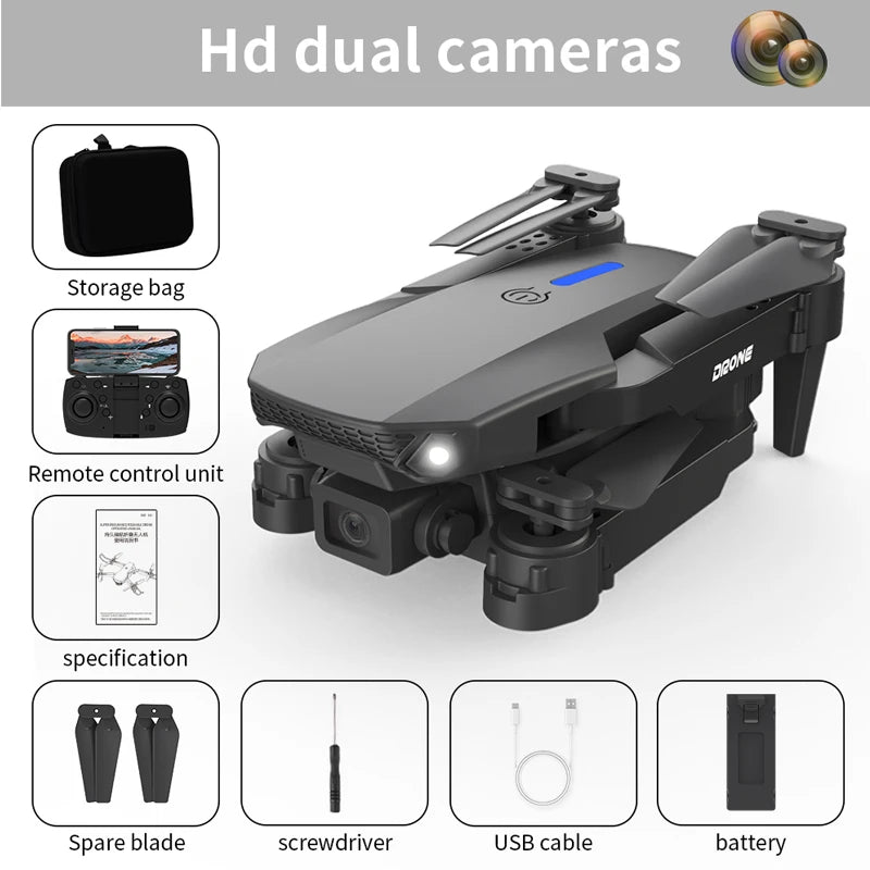 Drone E88 RC Quadcopter Foldable Portable 5G WiFi FPV Drones With 4K HD Camera Altitude Hold Mode follow Drone