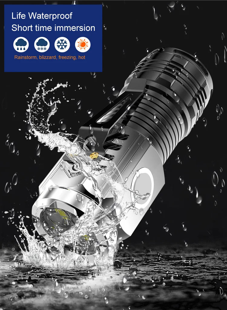Three-Eyed Monster Mini Flash Super Power Flashlight Rechargeable Portable Outdoor Lighting Long-Range Powerful Flash Lights