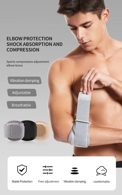 GOBYGO 1Pcs Breathable Tennis Elbow Brace Compression Pad Relieves tendonitis Adjustable Tennis Golf Elbow Forearm Brace Strap