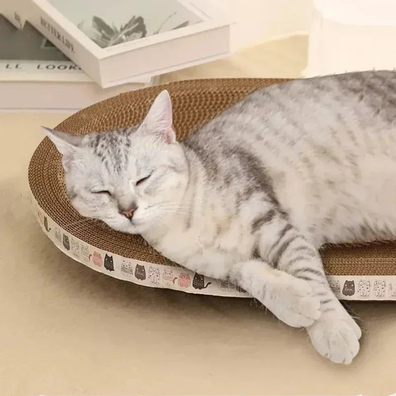 Cat Bed & Scratching Post 2-in-1 - Wear-Resistant Round Nest, Ripple Design for Sleeping/Claw Grinding, Multi-Functional