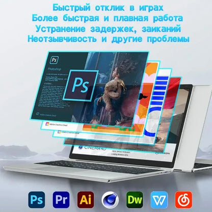 15.6" N5095 Laptop with Up to 32GB RAM  2TB Storage Windows 10/11 Pro Black Backlit English/Russian Keyboard, Portable Notebook