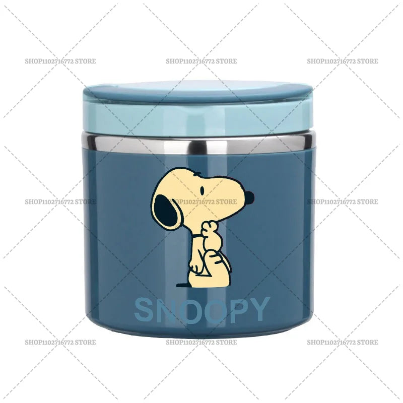 630ml Snoopys Food Thermal Jar Insulated Soup Cup Stainless Steel Vacuum Lunch Box with Handle Portable Sealed Bento Boxes Gift