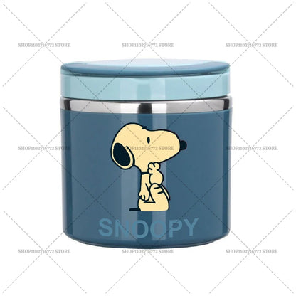 630ml Snoopys Food Thermal Jar Insulated Soup Cup Stainless Steel Vacuum Lunch Box with Handle Portable Sealed Bento Boxes Gift