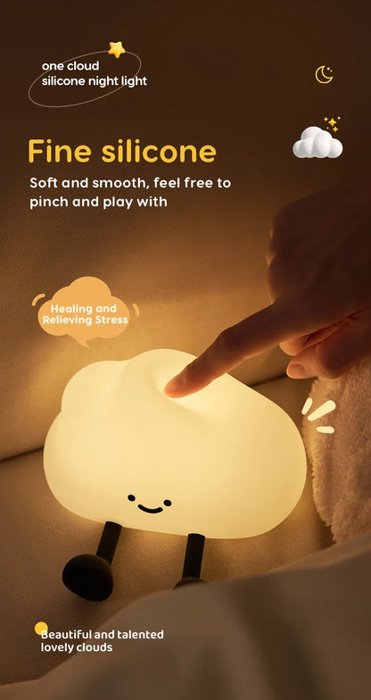 Cute Silicone Night Light Dimmable Nursery Sleeping Lamp Touch Control Nightlights USB Rechargeable Table Lamp For Baby Child