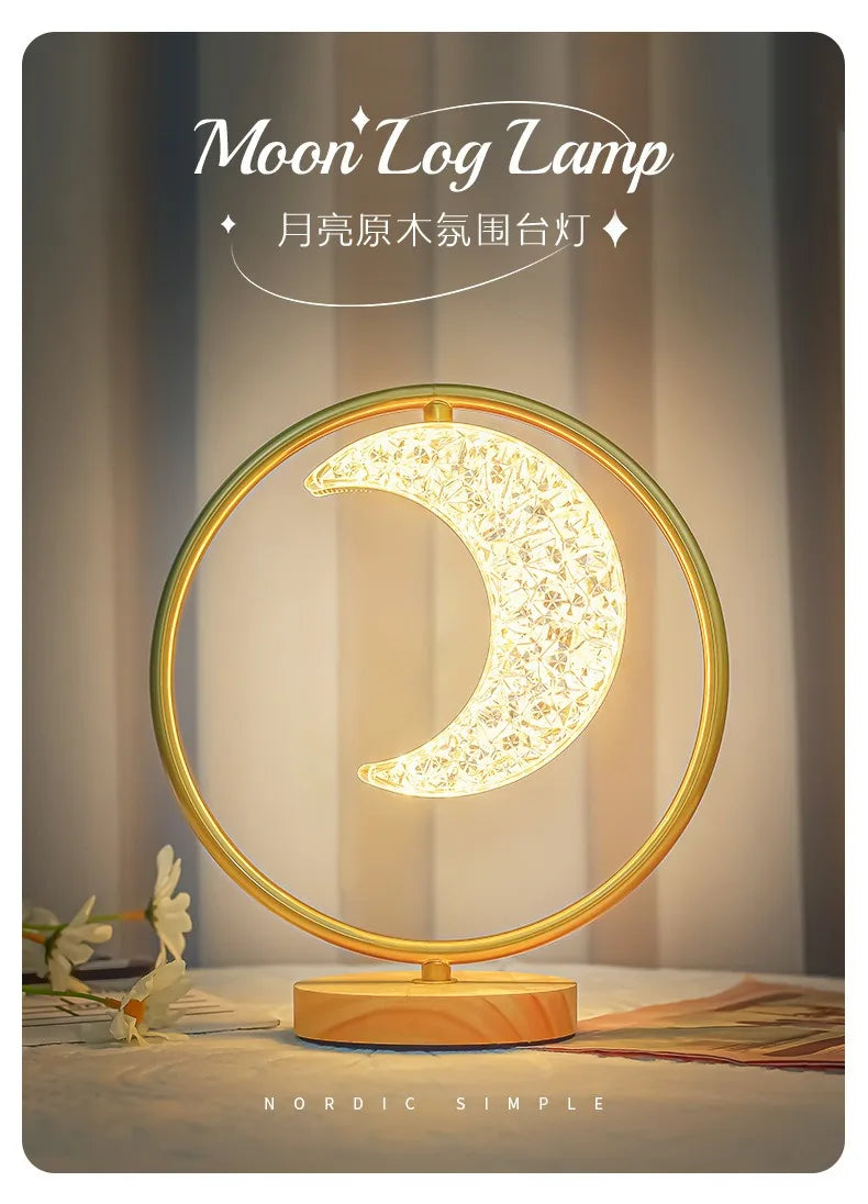 Moon Star Mini Bedside Living Room Desk Pendant Decorative Ins Hot 3 Color Warm White Light Lamp