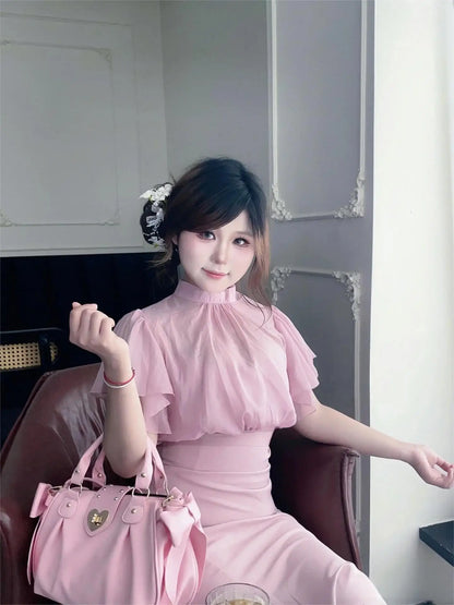 Sweet Bow Lolita Pink Hand Bag Purse Women Harajuku Love Heart Soft Crossbody Bag Lady Kawaii Large Capacity Shoulder Bag Female