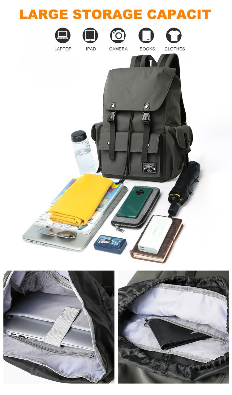 Fashion Waterproof Large Capacity Drawstring Backpack for Men Oxford Durable Travel College Student Laptop School Bag Bookbag
