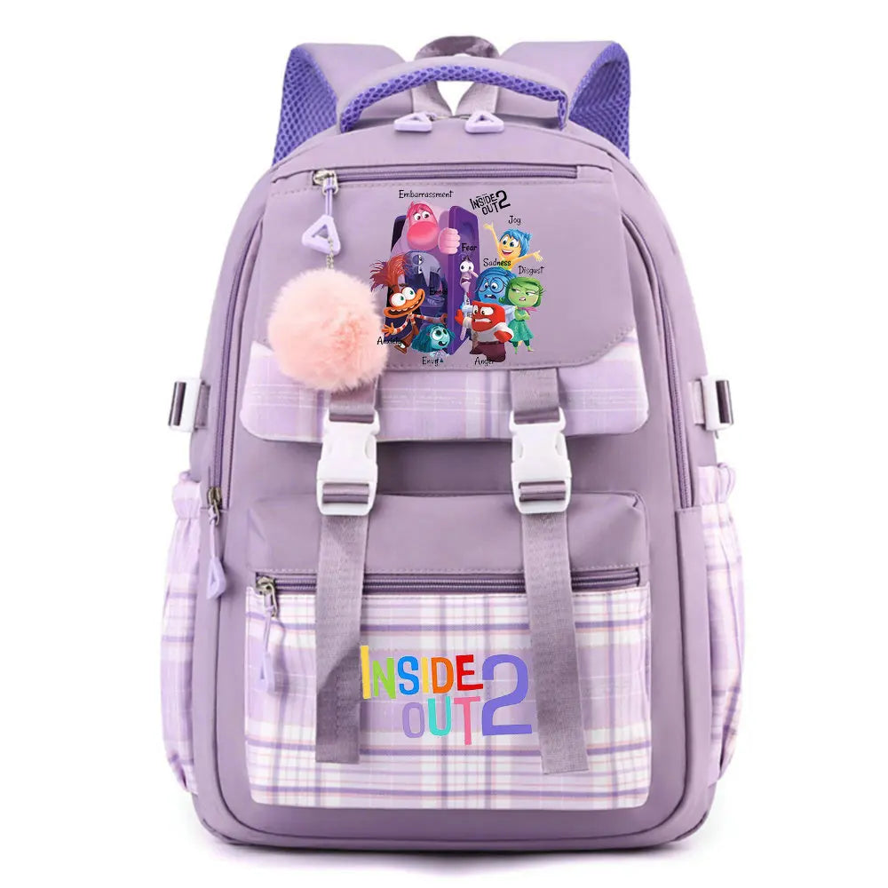 Inside Out 2 Girls Anime Cute Backpack Boy Cartoon Printed Schoolbag Children Large Capacity Book Bag Kids Shoulders Bag
