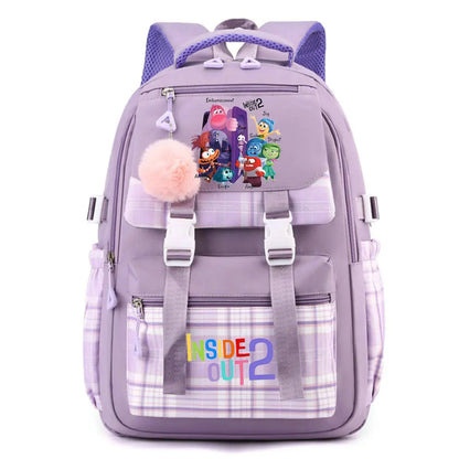 Inside Out 2 Girls Anime Cute Backpack Boy Cartoon Printed Schoolbag Children Large Capacity Book Bag Kids Shoulders Bag
