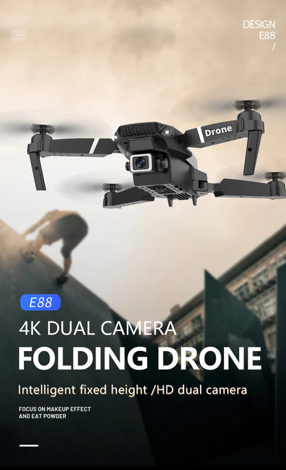 Drone E88 RC Quadcopter Foldable Portable 5G WiFi FPV Drones With 4K HD Camera Altitude Hold Mode follow Drone