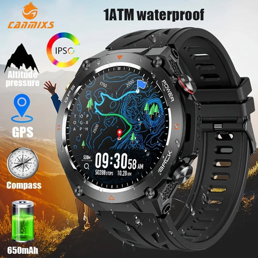 GPS Smart Watch Men Flashlight IPX8 Waterproof Compass 650mAh wireless Call Smartwatch 100+ Sports Modes Outdoor Sport Tracker