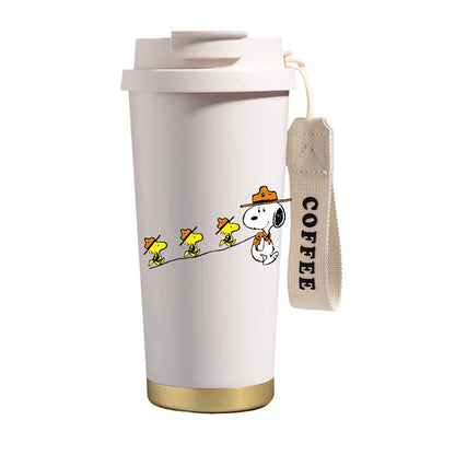 500ml Snoopys Stainless Steel Insulated Water Bottle Anime Kawaii Portable Travel Outdoor Car Tea Coffee Mug Cold Thermos Cup