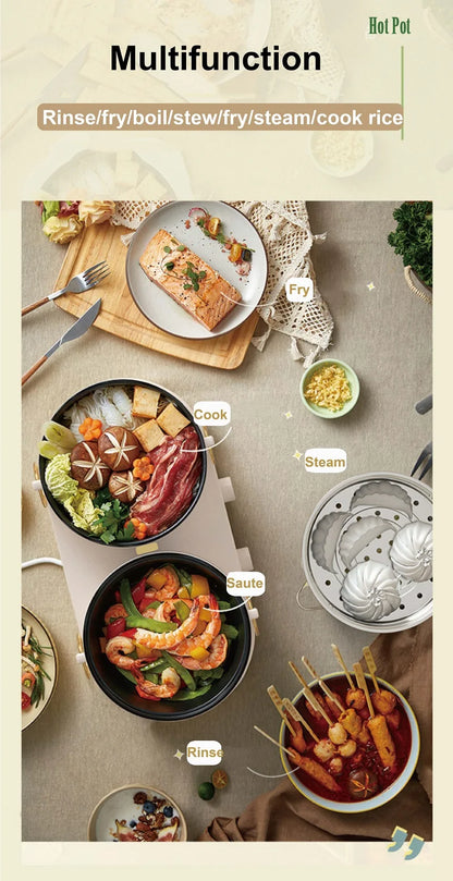 1.8L Home Dual Capacity Electric Cooker Split Yuanyang Electric Hot Pot Multifunctional Pot Non-stick Electric Frying Pan 220V