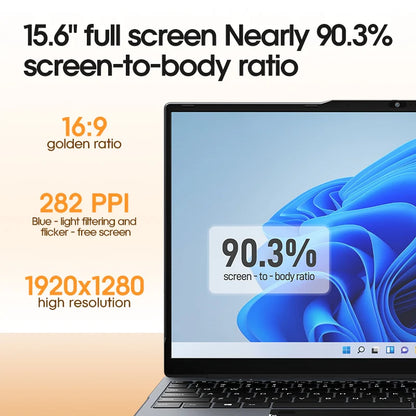 Laptop 15.6 Inch Intel N5095 Windows 10 Notebook Computer 16GB DDR4 512GB SSD 4000mAh Business Study Gaming Portable Laptop