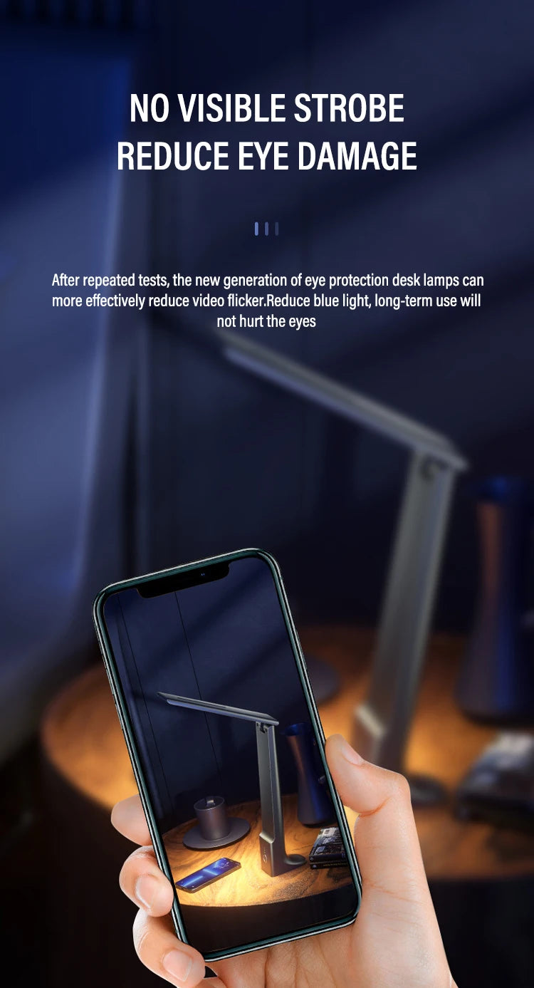LED Folding Desk Lamp USB Charging Touch Control Dimmable Desktop Eye Protection Reading Study Office Bedroom Bedside Lamp