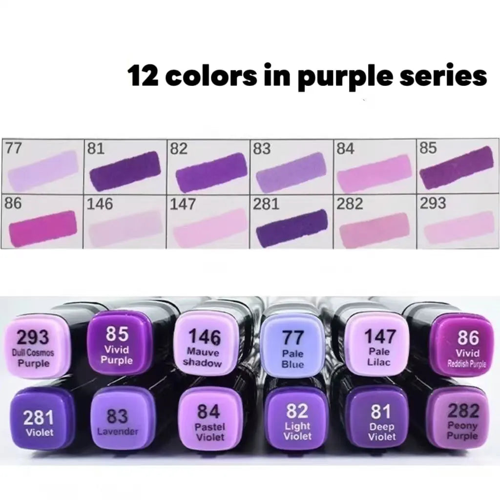 12 Colors Alcohol Oily Art Marker Pen Set for Draw Double Headed Sketching Oily Tip Based Markers Graffiti Manga  Art Supplies