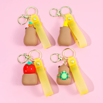 Cartoon Capybara keychain, creative toy keychain bag, fashionable car keychain, exquisite couple backpack pendant
