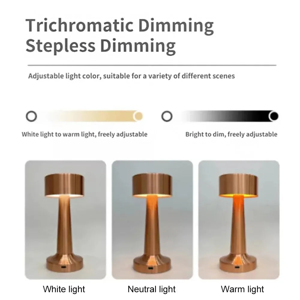 LED Table Light 3 Color Modes Retro Coffee Table Lamp with Touch Control Mushroom & Dumbbell Styles Sensor Rechargeable Night
