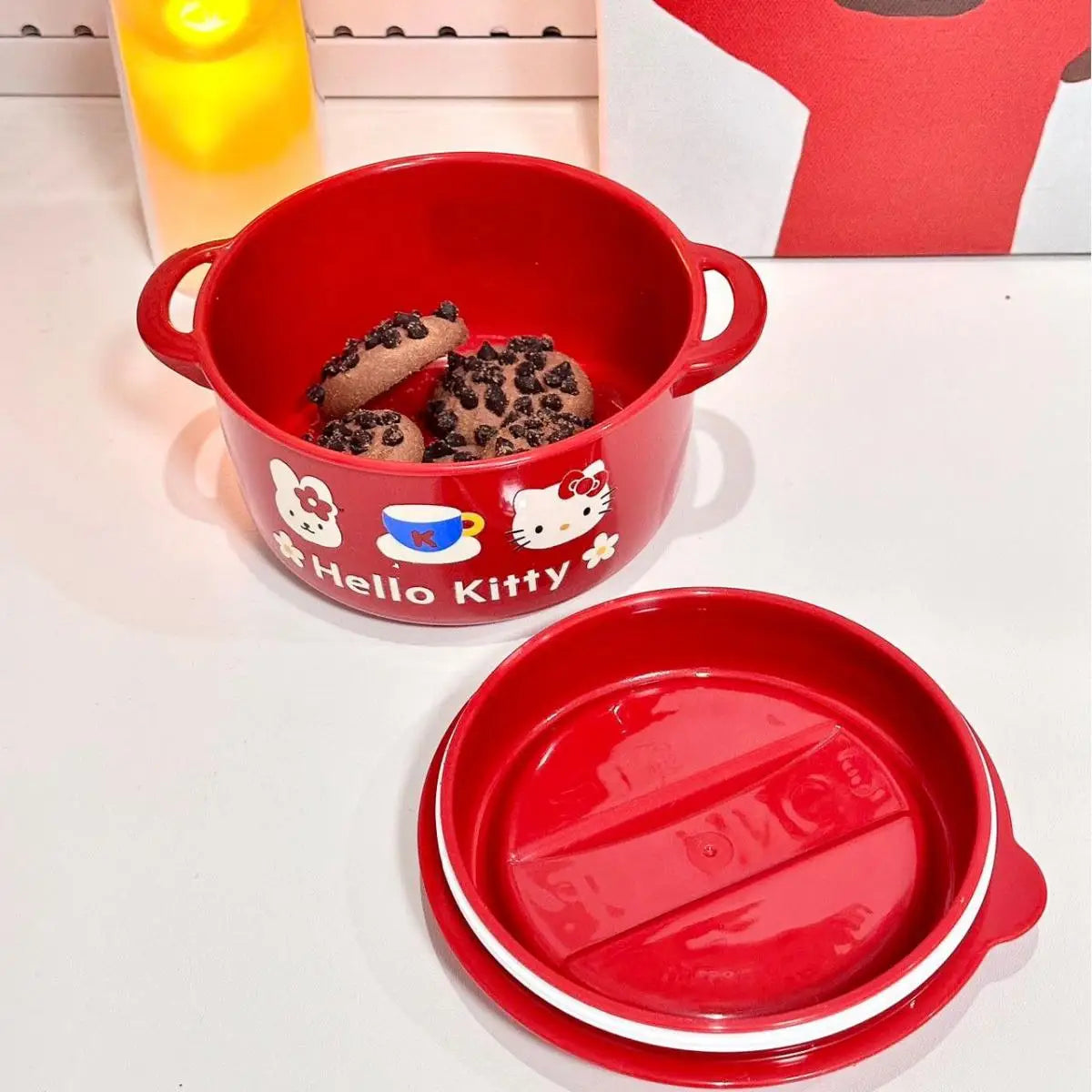 Original Hello Kitty Lunch Box Set Cute Food Storage Container Microwave Safe Pp Plastic Lunch Box Cute Gift