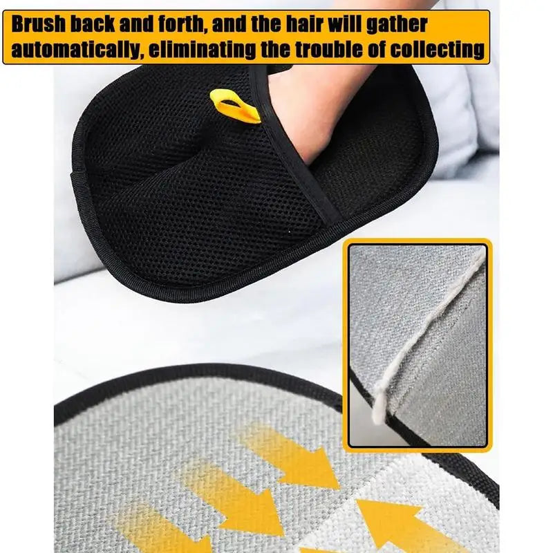 Pet Grooming Gloves Cats Hair Brush Pet Hair Removal Gloves Dual Brush Static-Free Cat Hair Cleaning Tool Hair Stripping Mitts