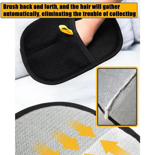 Pet Grooming Gloves Cats Hair Brush Pet Hair Removal Gloves Dual Brush Static-Free Cat Hair Cleaning Tool Hair Stripping Mitts