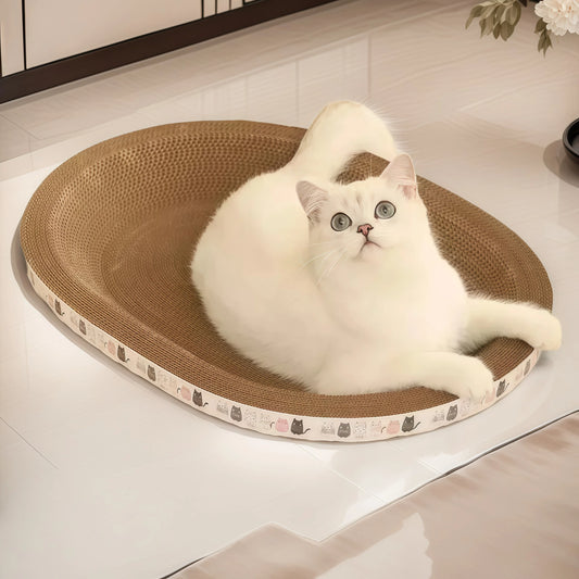 Cat Bed & Scratching Post 2-in-1 - Wear-Resistant Round Nest, Ripple Design for Sleeping/Claw Grinding, Multi-Functional