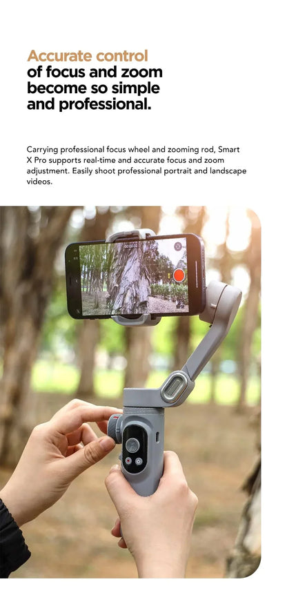 3-Axis Handheld Stabilizer Wireless Charger LED Display Light Focusing Wheel for iOS Android Phones Smart X Pro Universal Joint