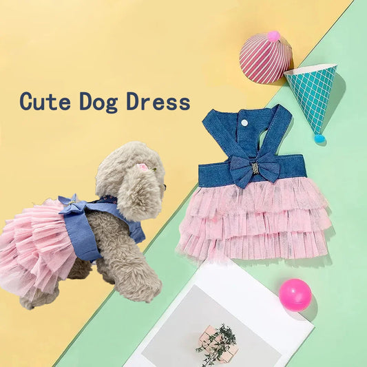 1pc Summer Pet Clothing Chihuahua Stripe Skirt Pet Lace Dress Dog Dress Lace Skirt Harness Puppy Cat Princess Apparel Cute Puppy