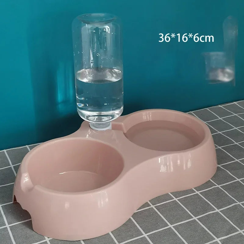 Pet Cat Bowl Automatic Feeder 3-in-1 Dog Cat Food Bowl With Water Fountain Double Bowl Drinking Raised Stand Dish Bowls For Cats