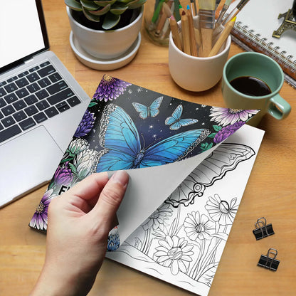 Flowers and Butterflies Coloring Book For Adult Relieve Stress Kill Time Graffiti Painting Drawing Art Books Perfect Gift
