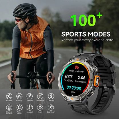 EIGIIS KE3 Smart Watch 3ATM Waterproof Original Design For Men Bluetooth Call Health Monitor With Flashlight 100+ Sports Modes