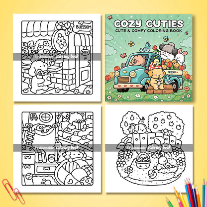 COZY CUTIES Bold-easy Patterns Coloring Book for Adults Cute Drawing Book Perfect Gift for Party and Birthday