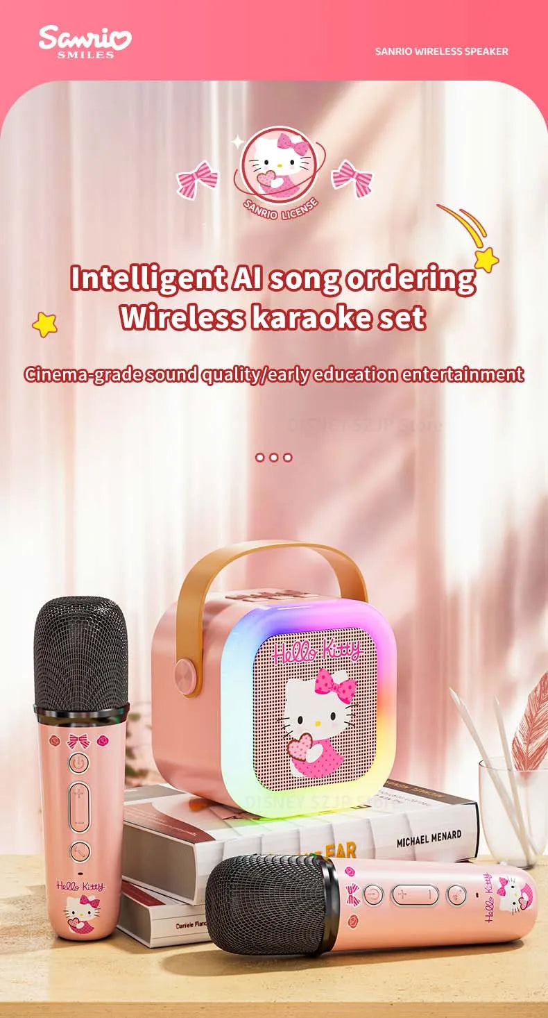 Sanrio Bluetooth Speakers ML07 Karaoke Machine Portable Speakers Bluetooth with Mic LED Light Machine Home Family Singing Gift