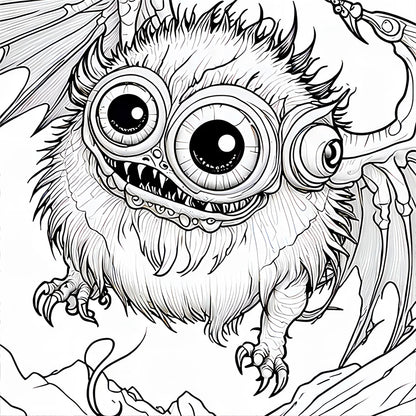 20 Page Adorable Fantasy Creatures Coloring Book For Adults And Teens Featuring Cartoon Cute Creatures Graffiti Painting Drawing