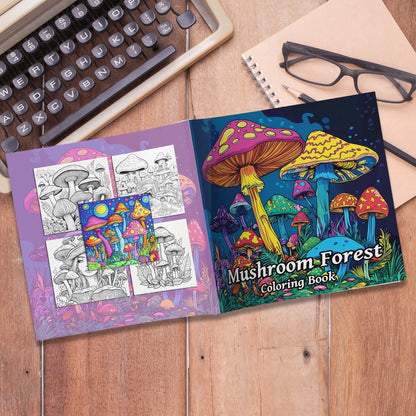 1pc Art Coloring Book 24Page Coloring Book Gift For Birthday Relieve Stress Kill Time Graffiti Painting Drawing Mushrooms Forest