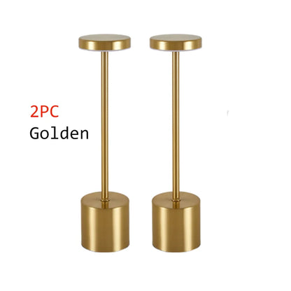 2pcs USB Rechargeable LED Desk Lamp Stepless Dimming Tricolor Touch Night Light Bedside Light Bar Hotel Decoration