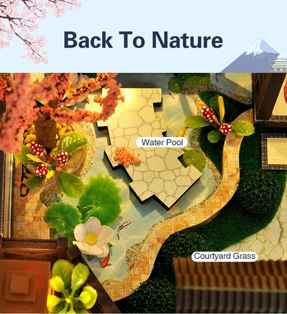 Cutebee DIY Dollhouse Super Mini Scale Miniature Dollhouse Japanese Garden Building Kit Toys for Birthday Gifts