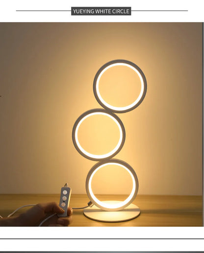 Dimming Table Lamp Intelligent Touch Ring Night Light Bedroom Simple Modern Living Room Lamp Monochrome Circle DeskTable Lamp
